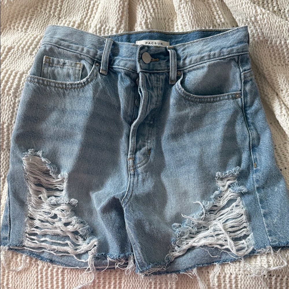 PacSun Light Blue Ripped Jean Shorts